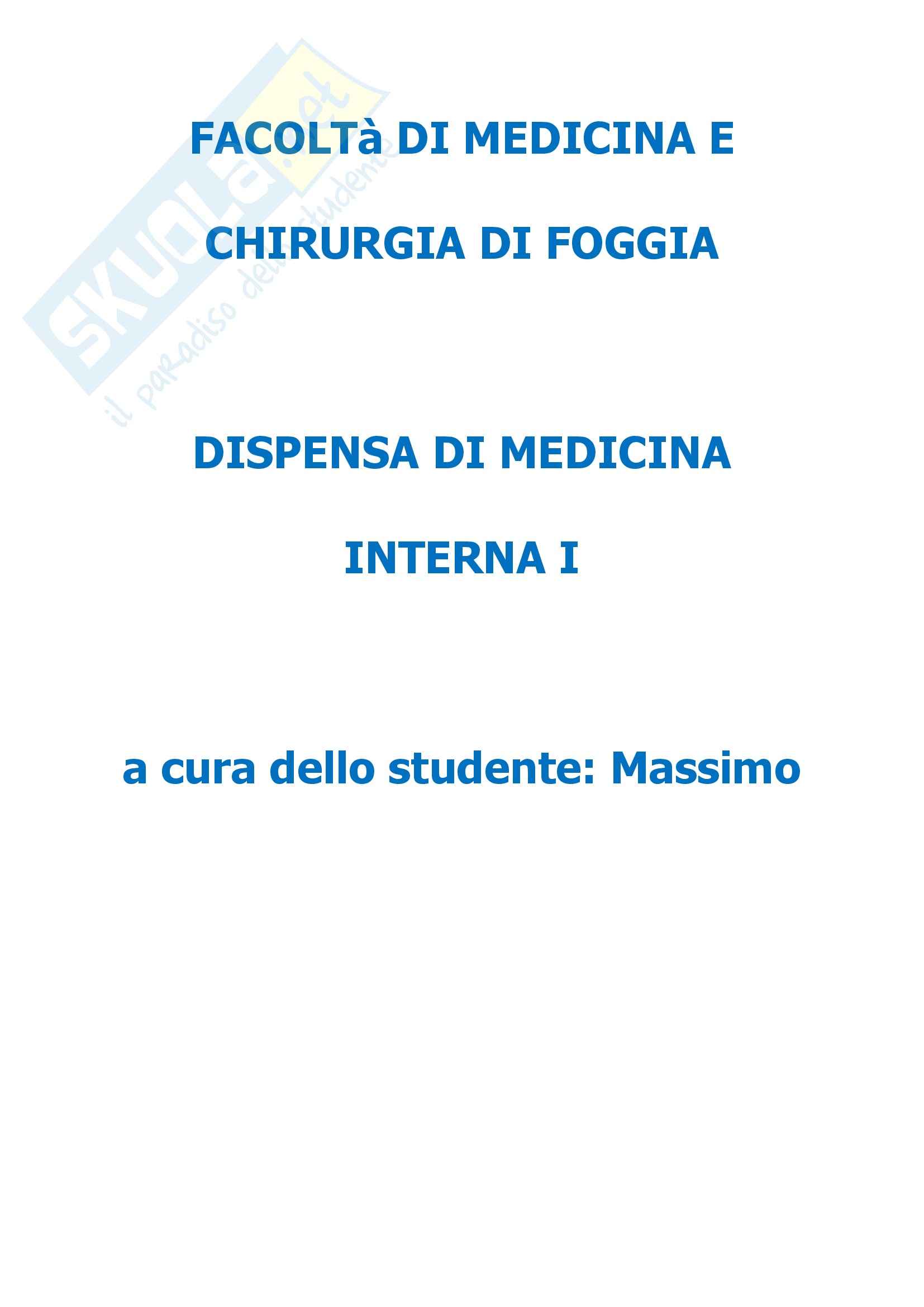 Medicina Interna I - Dispensa Medicina Interna I Pag. 1