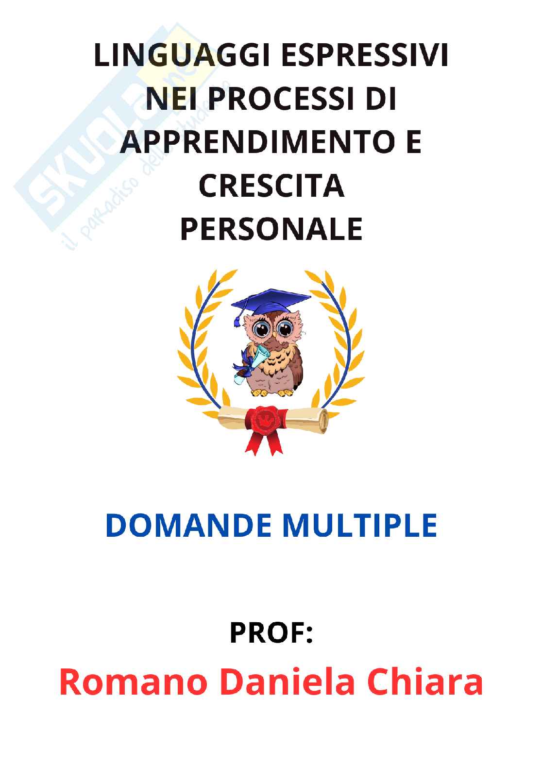 Paniere Linguaggi espressivi nei processi di apprendimento e crescita personale - Risposte multiple - aggiornato (2026) Pag. 1