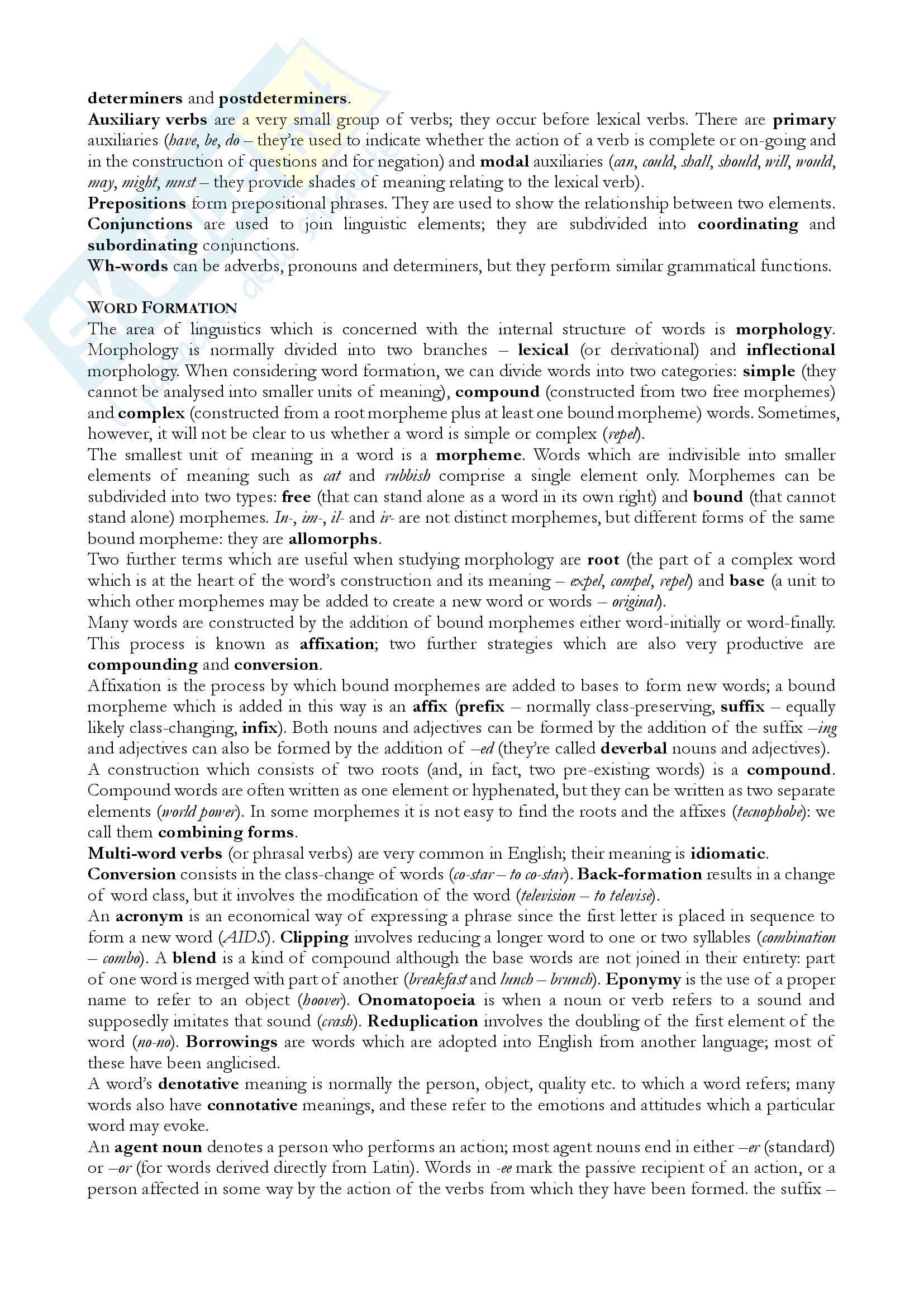 Riassunto esame Lingua Inglese 1, prof. Sturiale, libro consigliato The Frameworks of English, Kim Ballard Pag. 6