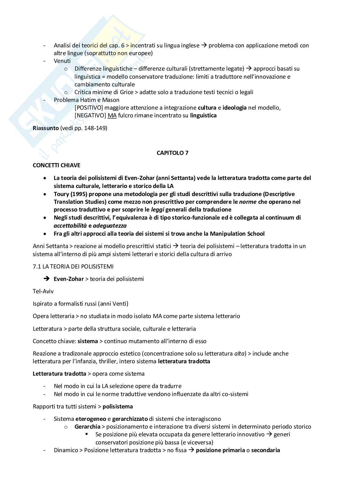 Riassunto esame, prof. Perego, libro consigliato Manuale di studi sulla traduzione, Munday Pag. 26