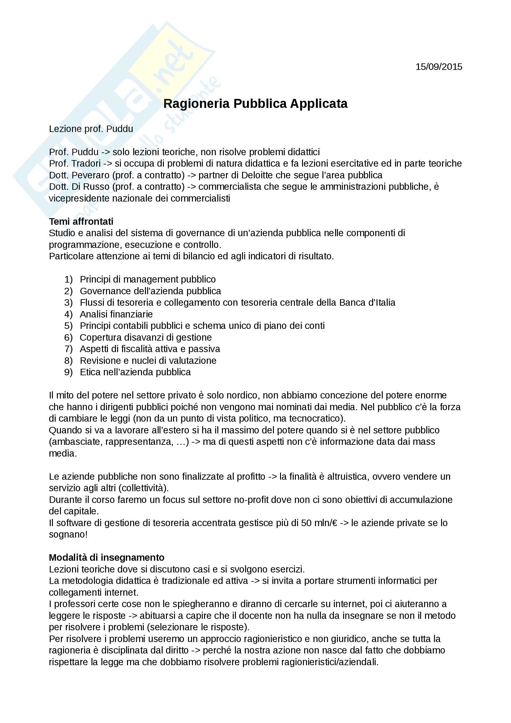 Appunti di ragioneria pubblica applicata Pag. 1