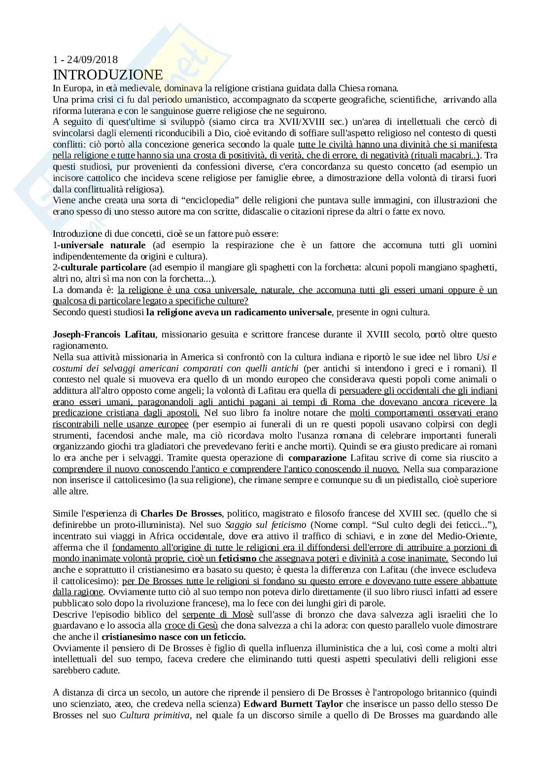 Storia delle religioni Pag. 1