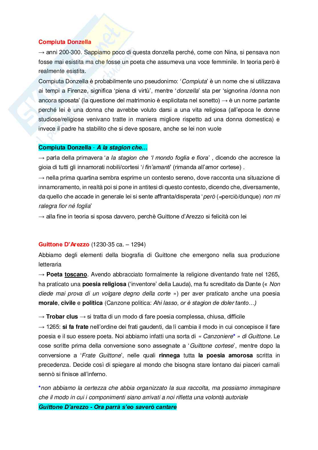 Riassunto esame Letteratura italiana, Prof. Zanardo Monica, libro consigliato  Letteratura italiana , Battistini Pag. 11