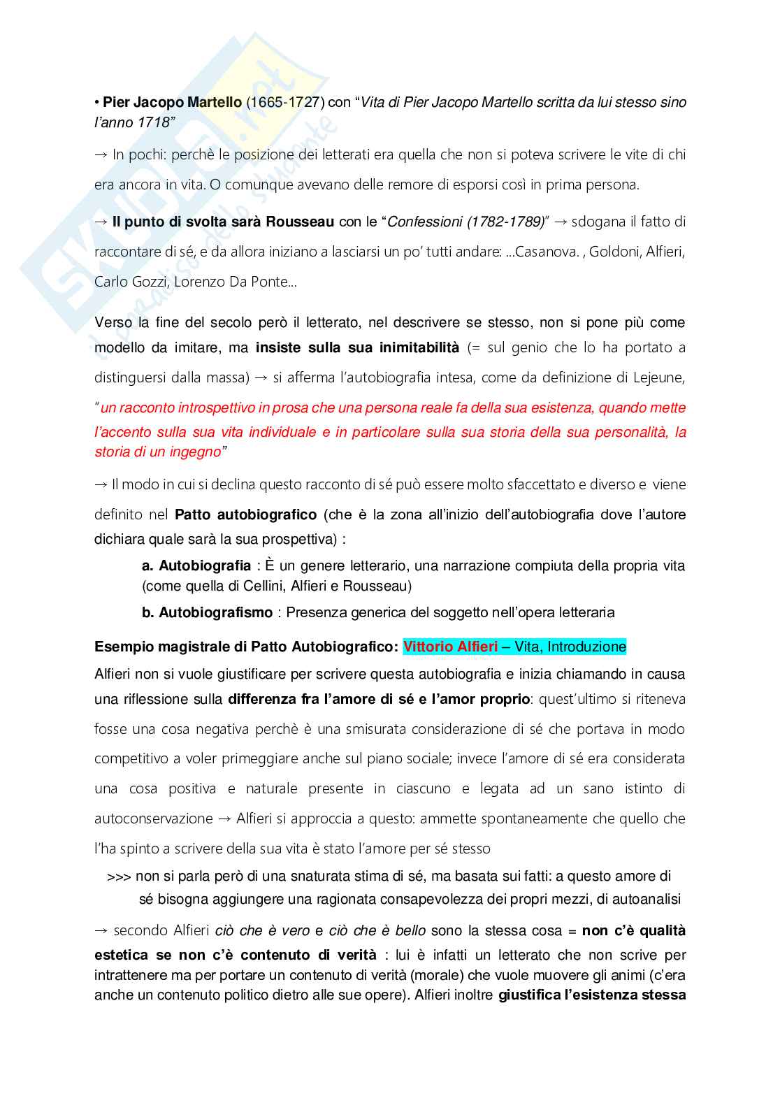 Riassunto esame Letteratura italiana, Prof. Zanardo Monica, libro consigliato  Letteratura italiana , Battistini Pag. 46