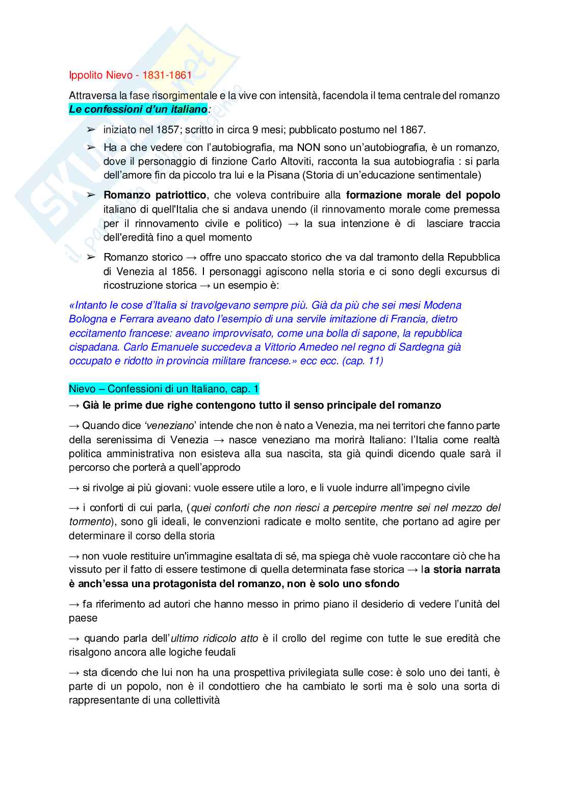 Riassunto esame Letteratura italiana, Prof. Zanardo Monica, libro consigliato  Letteratura italiana , Battistini Pag. 66