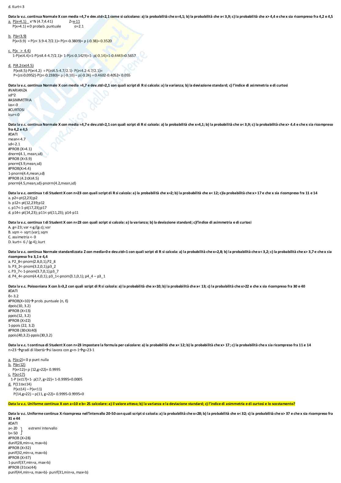 Paniere di statistica - risposte aperte Pag. 6