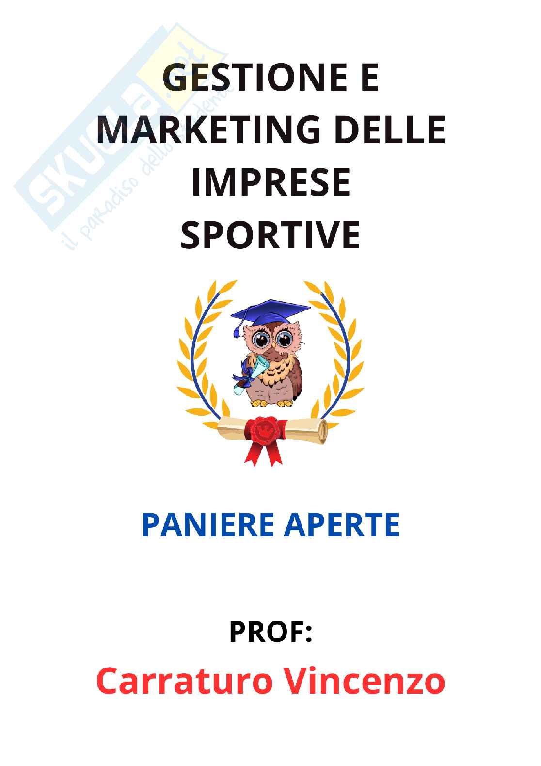 Paniere Gestione e marketing delle imprese sportive (2026) - Risposte aperte corrette  Pag. 1