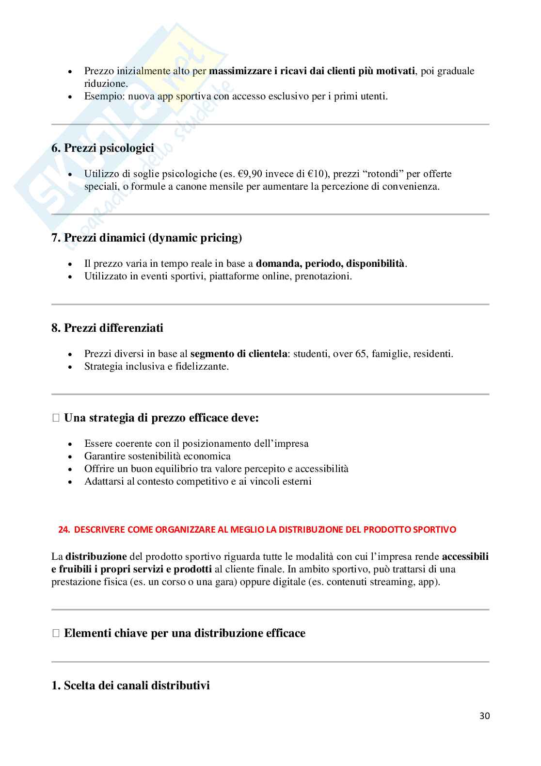 Paniere Gestione e marketing delle imprese sportive (2026) - Risposte aperte corrette  Pag. 31