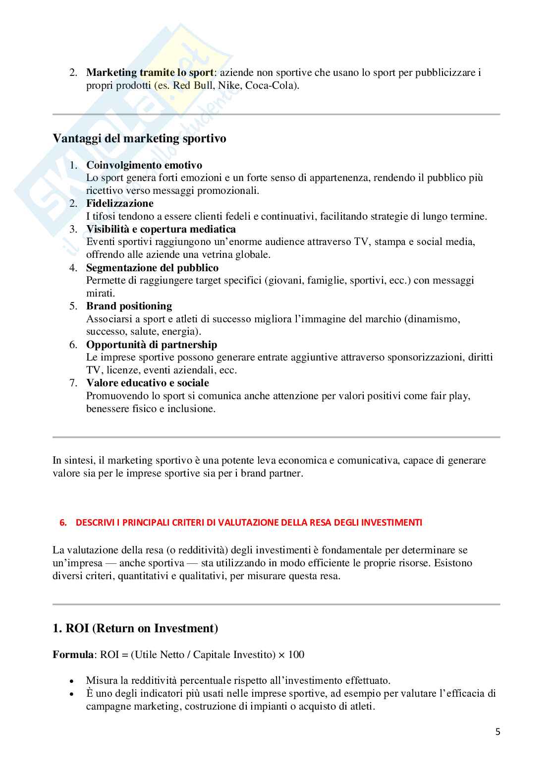 Paniere Gestione e marketing delle imprese sportive (2026) - Risposte aperte corrette  Pag. 6