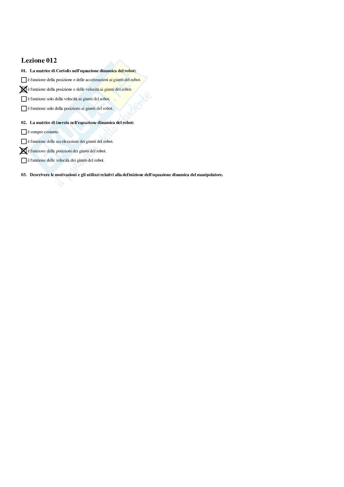 Paniere di Robotica avanzata (2025) - Risposte multiple Pag. 16