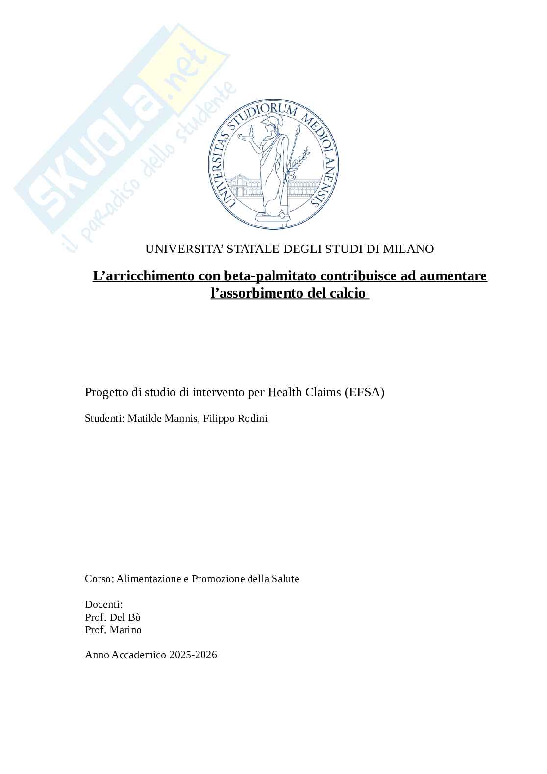 Richiesta Claim EFSA Pag. 1