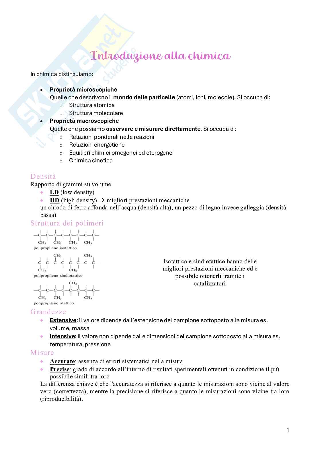 Chimica - prima prova in itinere Pag. 1