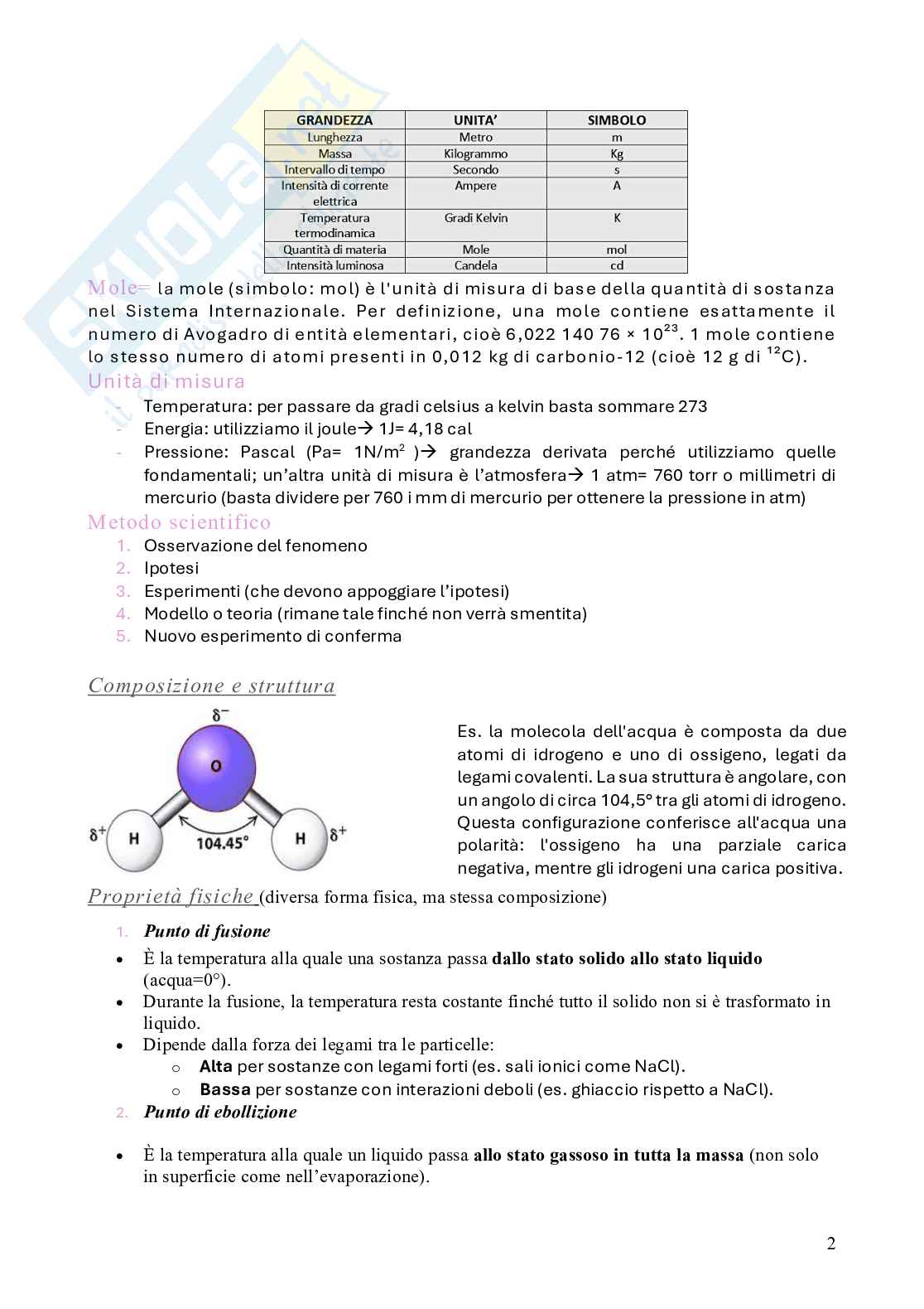 Chimica - prima prova in itinere Pag. 2