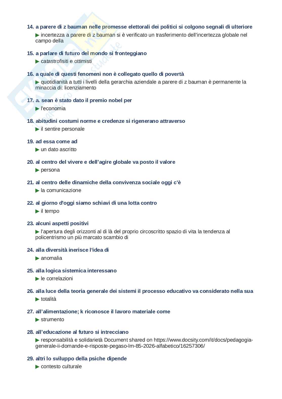 Domande e risposte Pedagogia generale II, ordine alfabetico 2025 Pag. 2