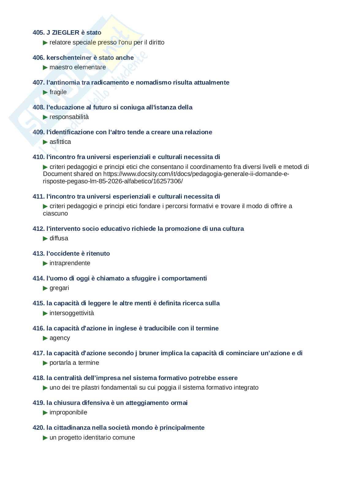 Domande e risposte Pedagogia generale II, ordine alfabetico 2025 Pag. 26