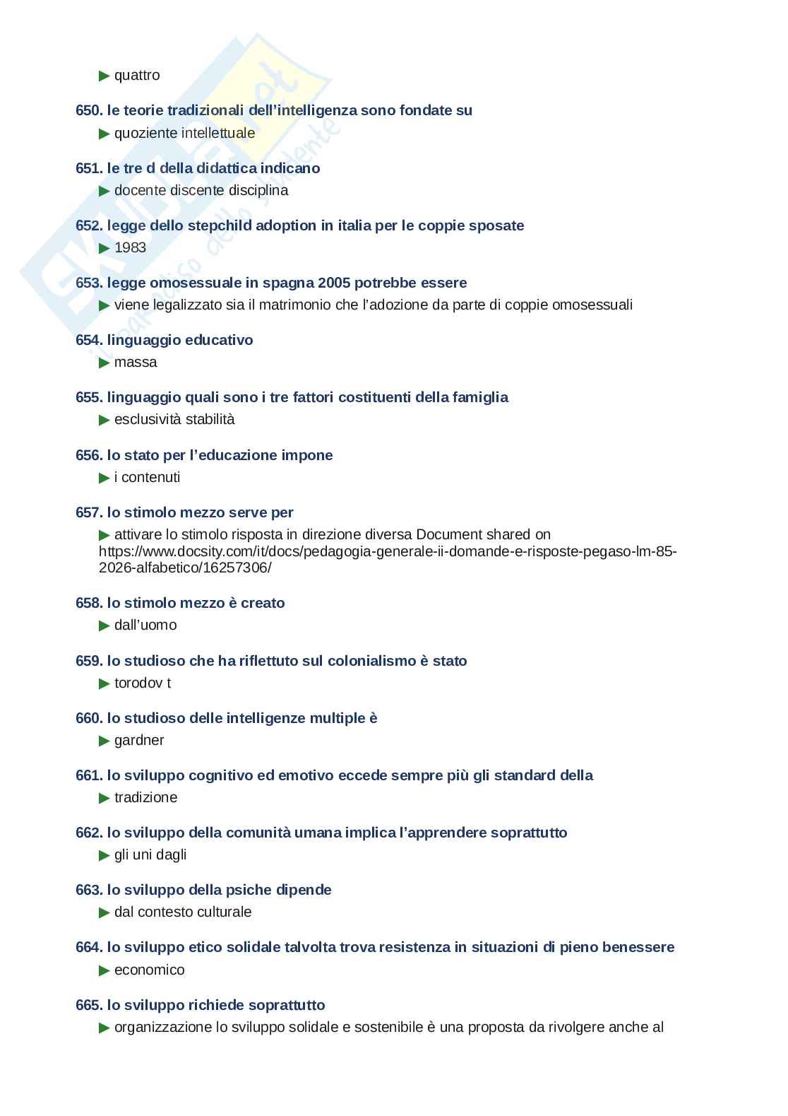 Domande e risposte Pedagogia generale II, ordine alfabetico 2025 Pag. 41