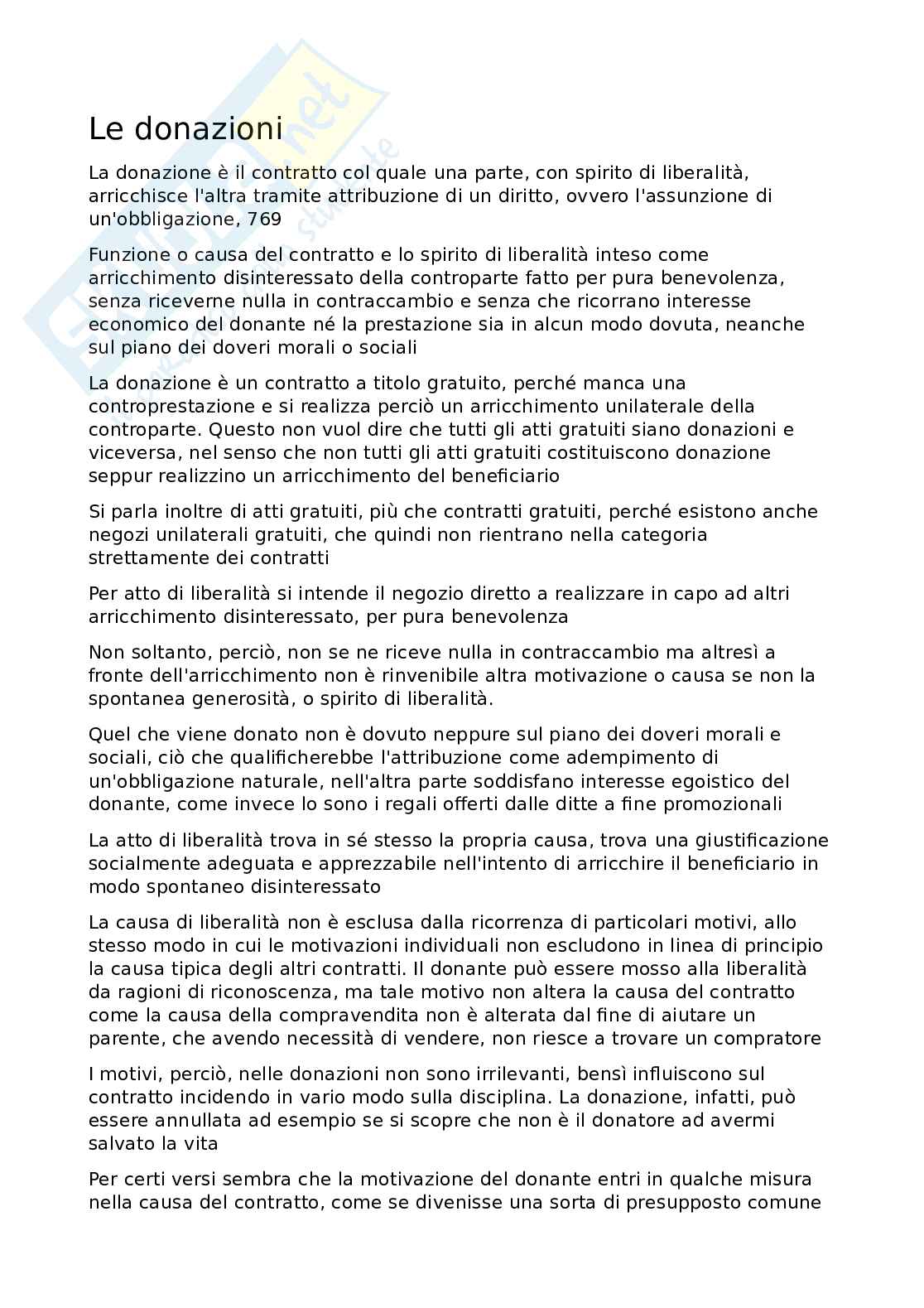 Disciplina delle donazioni Pag. 1