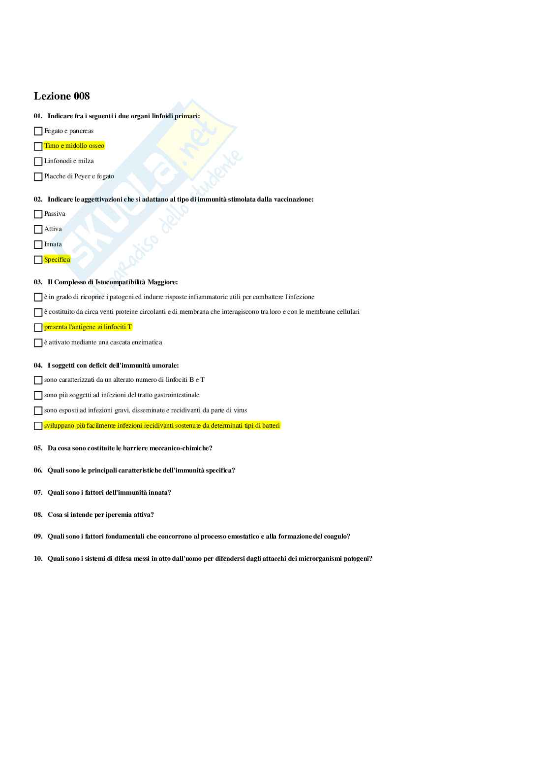 Paniere Patologia generale (2026) - Risposte multiple corrette Pag. 11