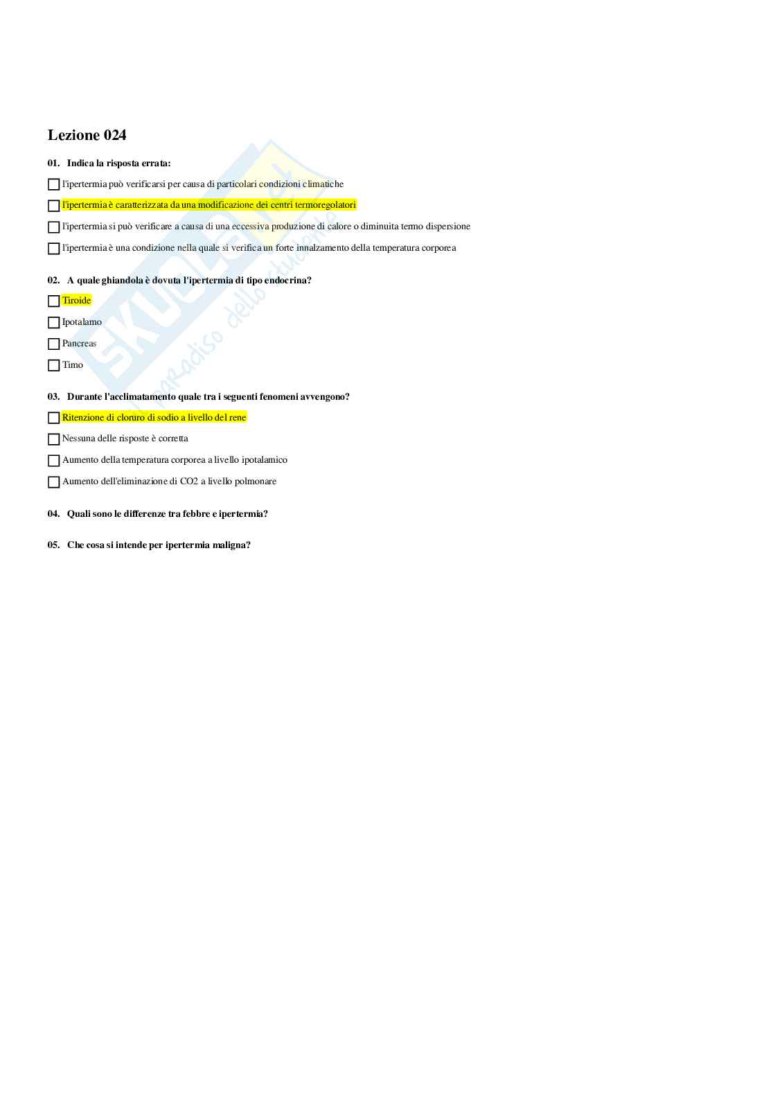 Paniere Patologia generale (2026) - Risposte multiple corrette Pag. 26