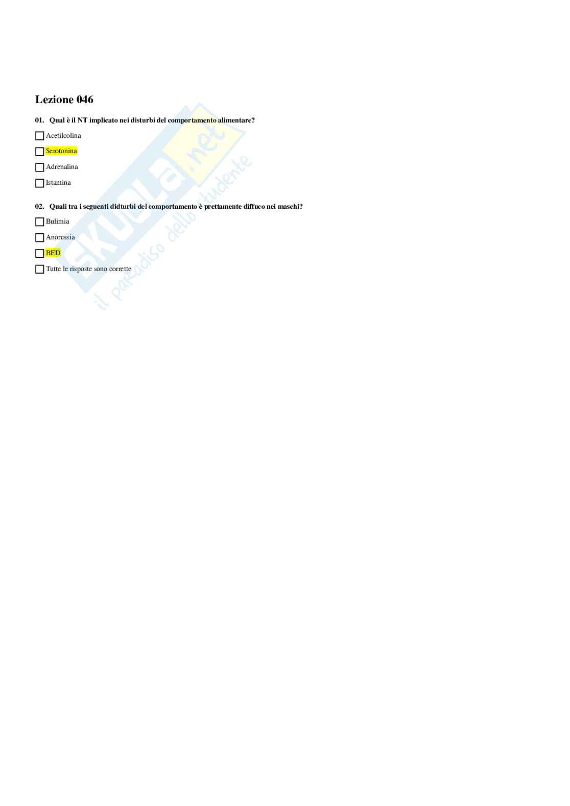 Paniere Patologia generale (2026) - Risposte multiple corrette Pag. 46