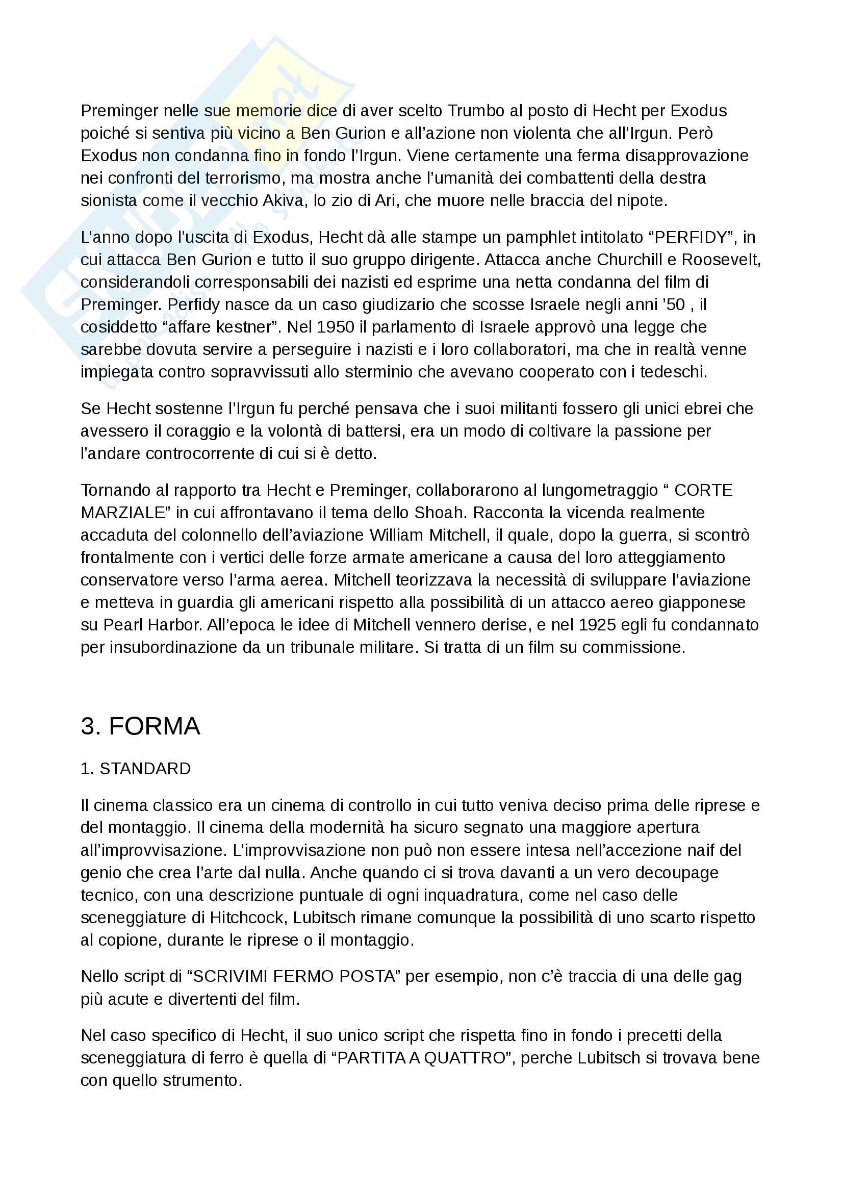Riassunto esame Storia ed Estetica del cinema, Prof. Farinotti,libro consigliato Scrivere per Hollywood. Ben Hecht e la sceneggiatura nel cinema americano classico, Giaime Alonge Pag. 11