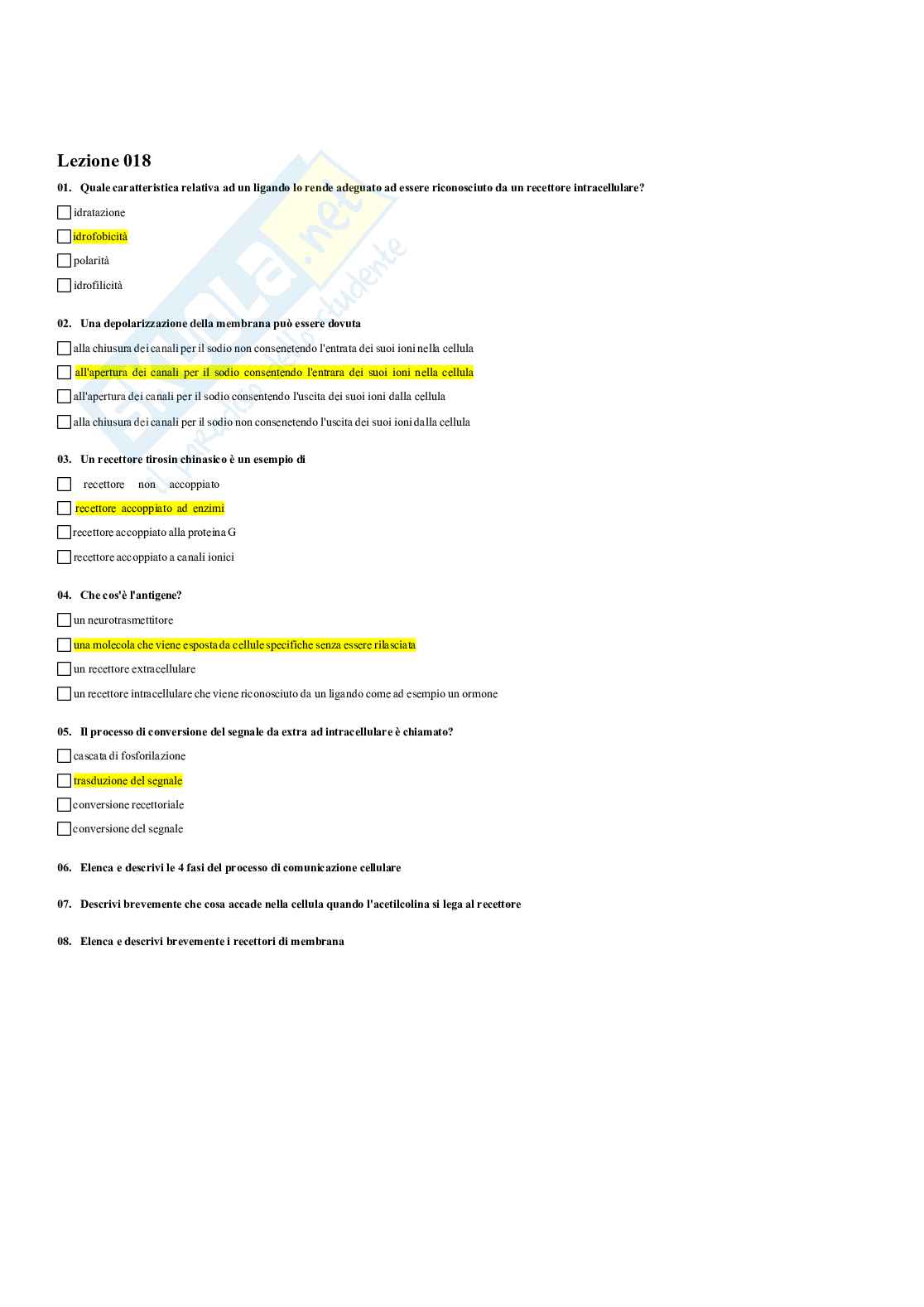 Paniere Fondamenti di biologia e chimica - (2026) - Risposte multiple corrette Pag. 21