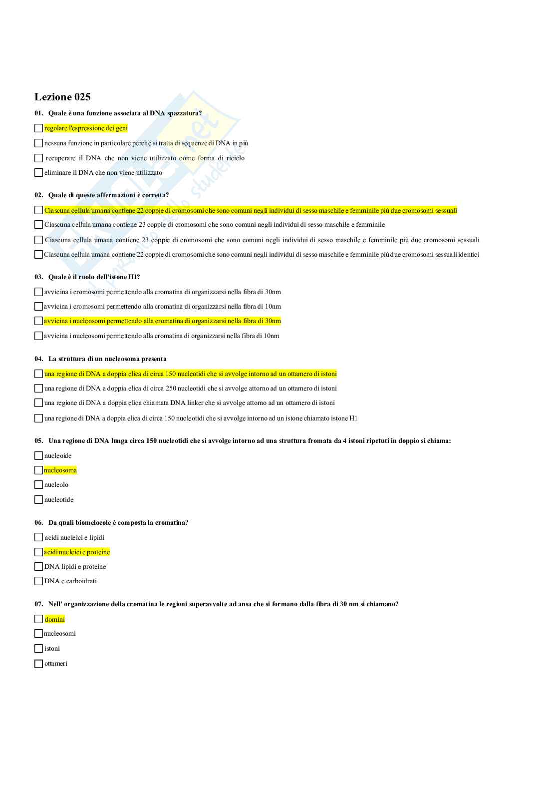 Paniere Fondamenti di biologia e chimica - (2026) - Risposte multiple corrette Pag. 26