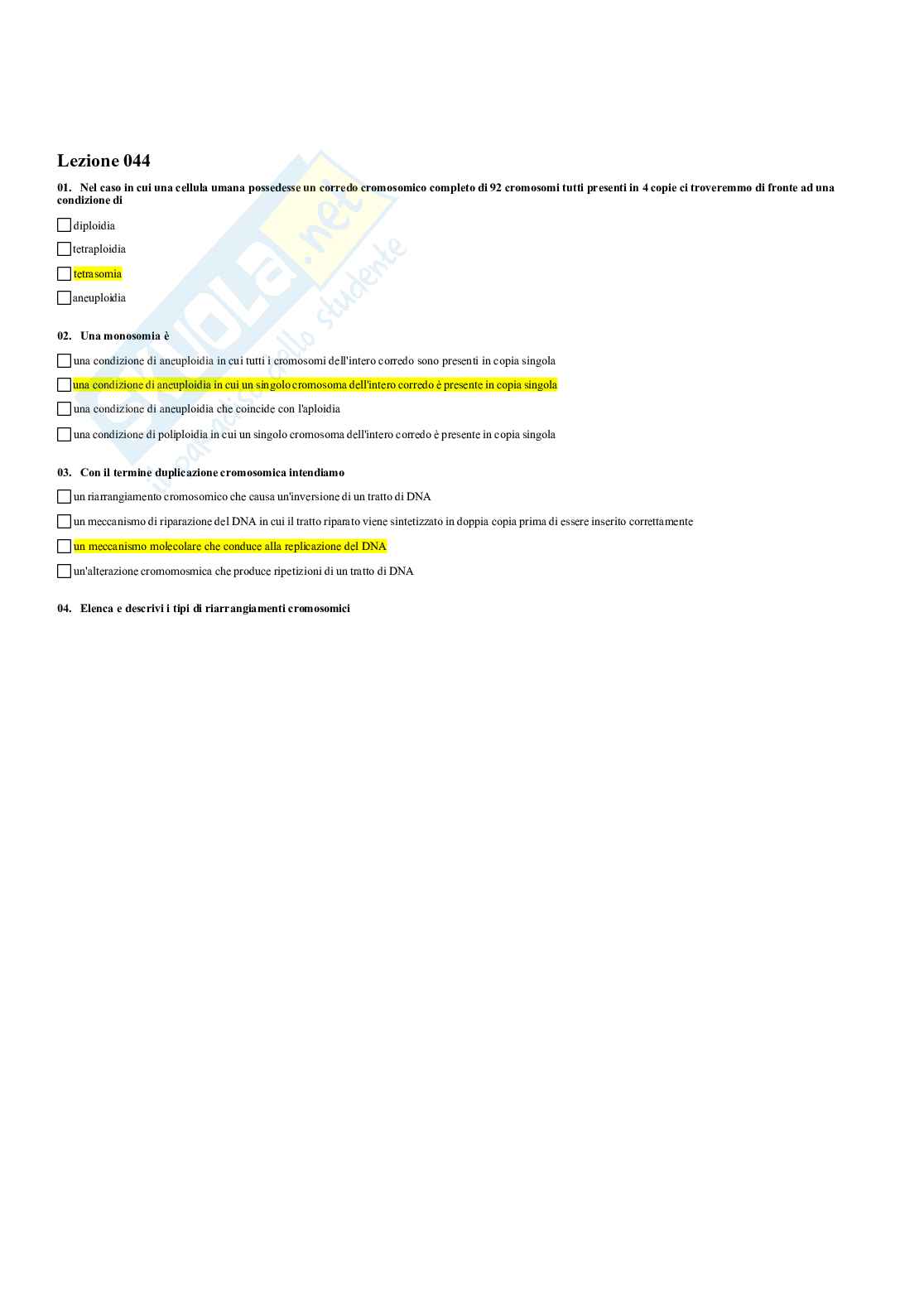 Paniere Fondamenti di biologia e chimica - (2026) - Risposte multiple corrette Pag. 46