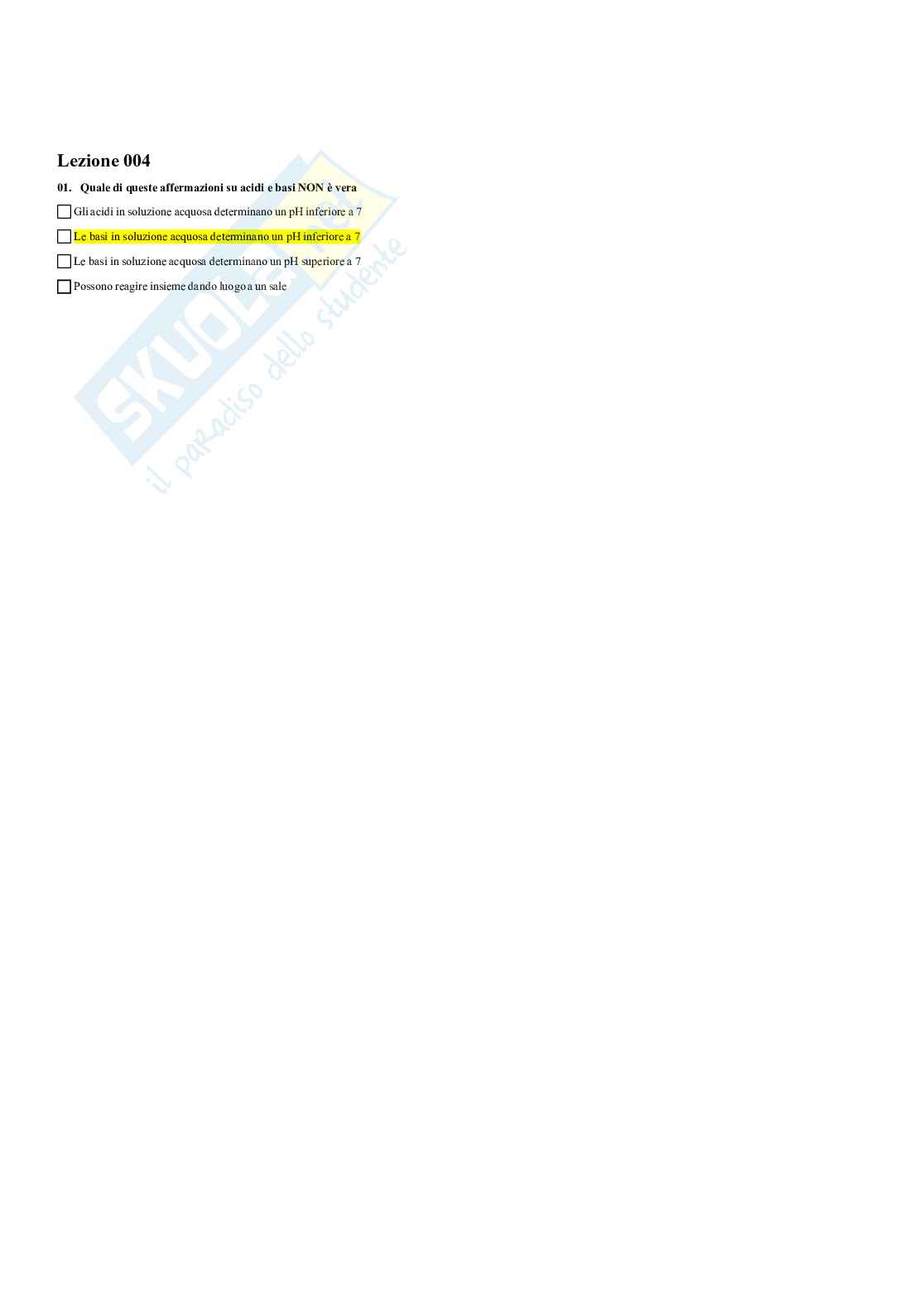 Paniere Fondamenti di biologia e chimica - (2026) - Risposte multiple corrette Pag. 6