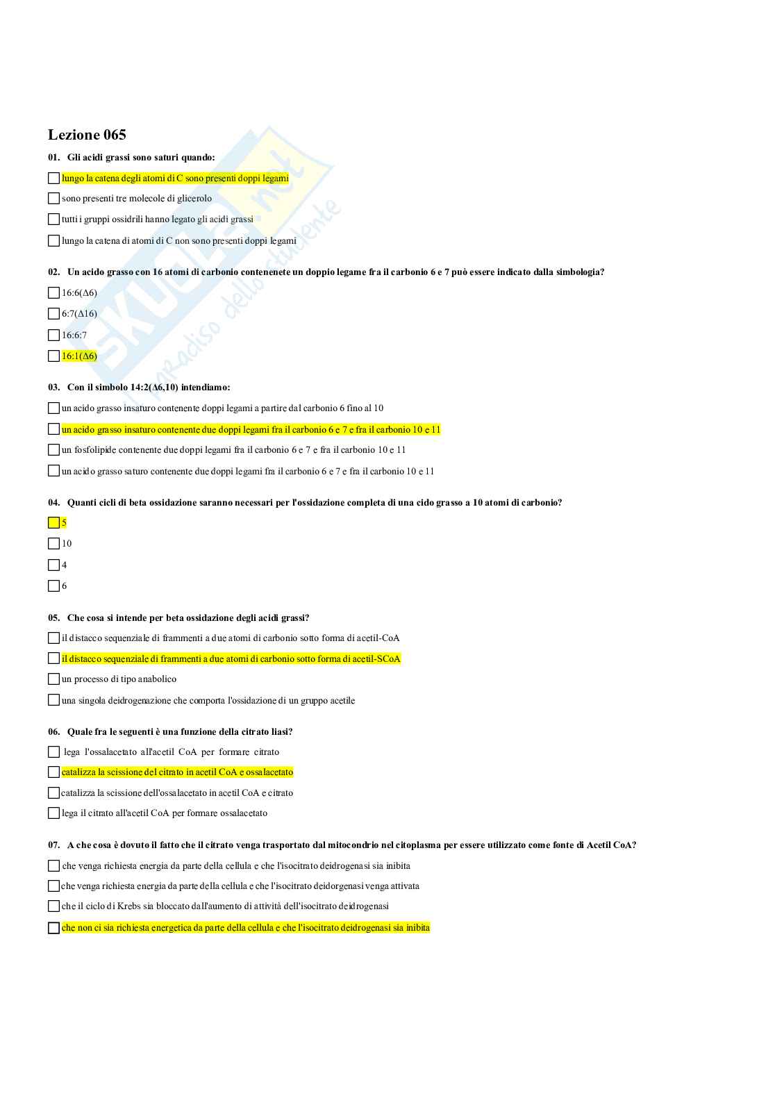 Paniere Fondamenti di biologia e chimica - (2026) - Risposte multiple corrette Pag. 66