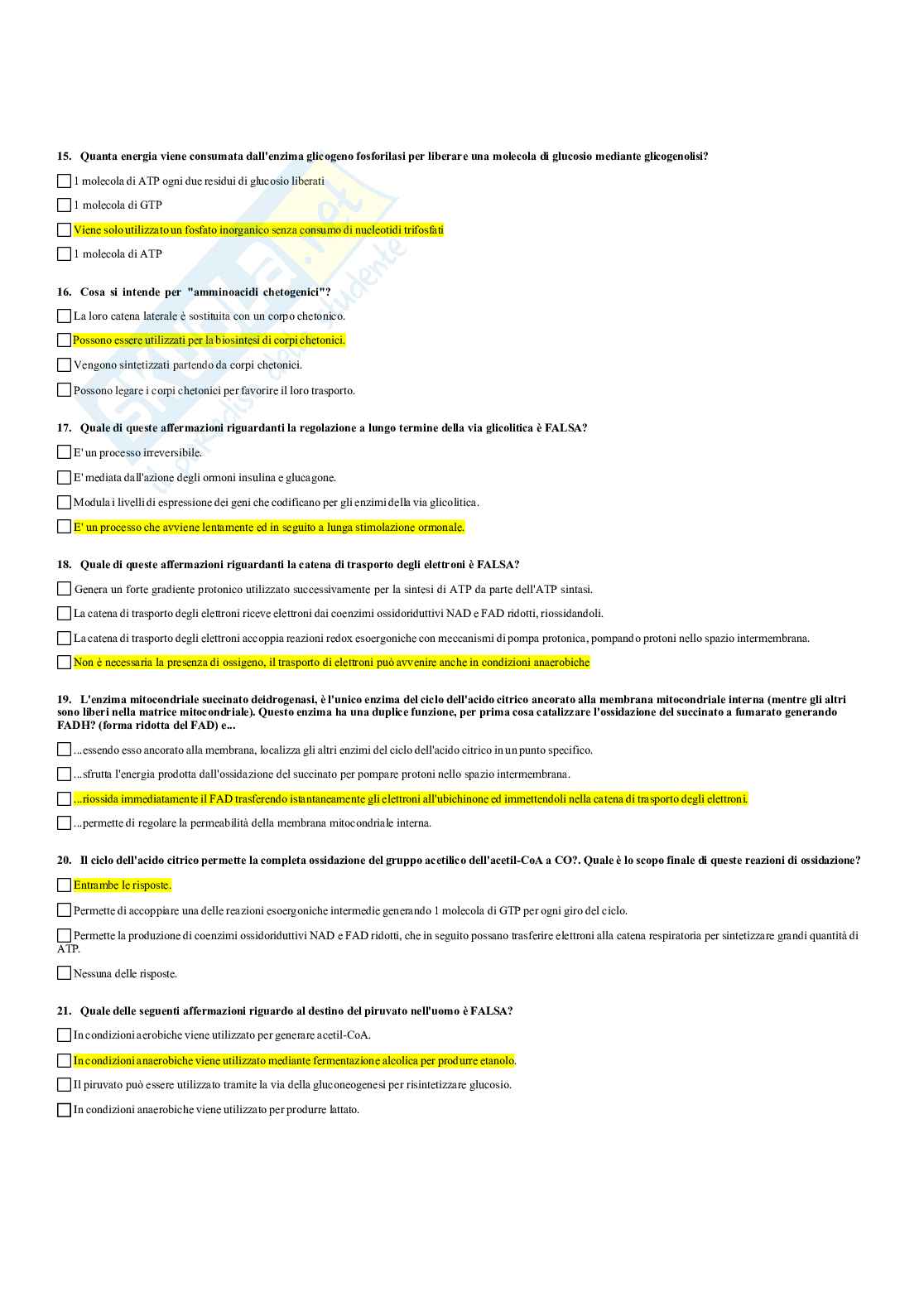 Paniere Fondamenti di biologia e chimica - (2026) - Risposte multiple corrette Pag. 81