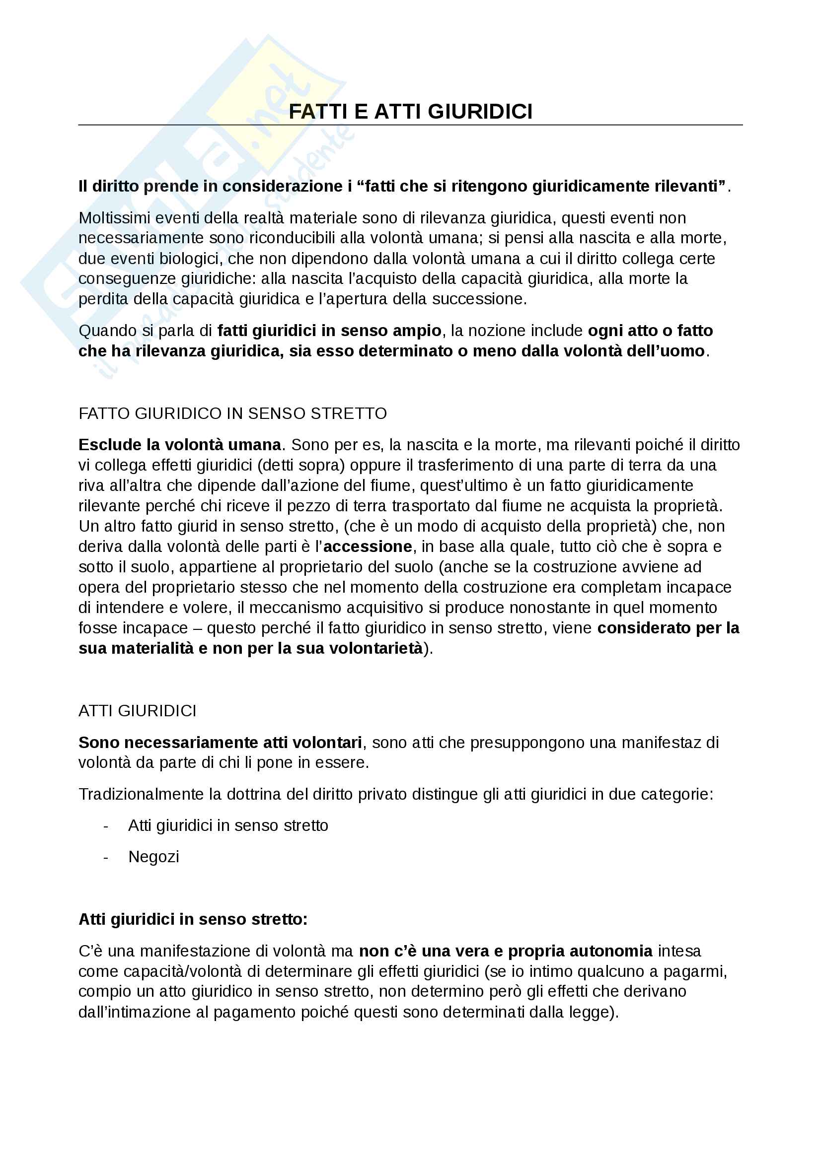 8 Fatti e Atti giuridici Pag. 1