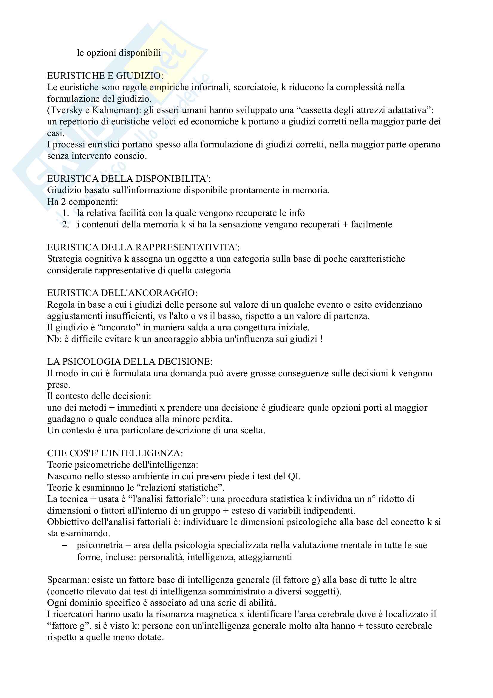 Riassunto esame psicologia dello sport, prof. Villani, libro consigliato Fondamenti di psicologia generale, capitoli per l'esame, il Mulino Pag. 11