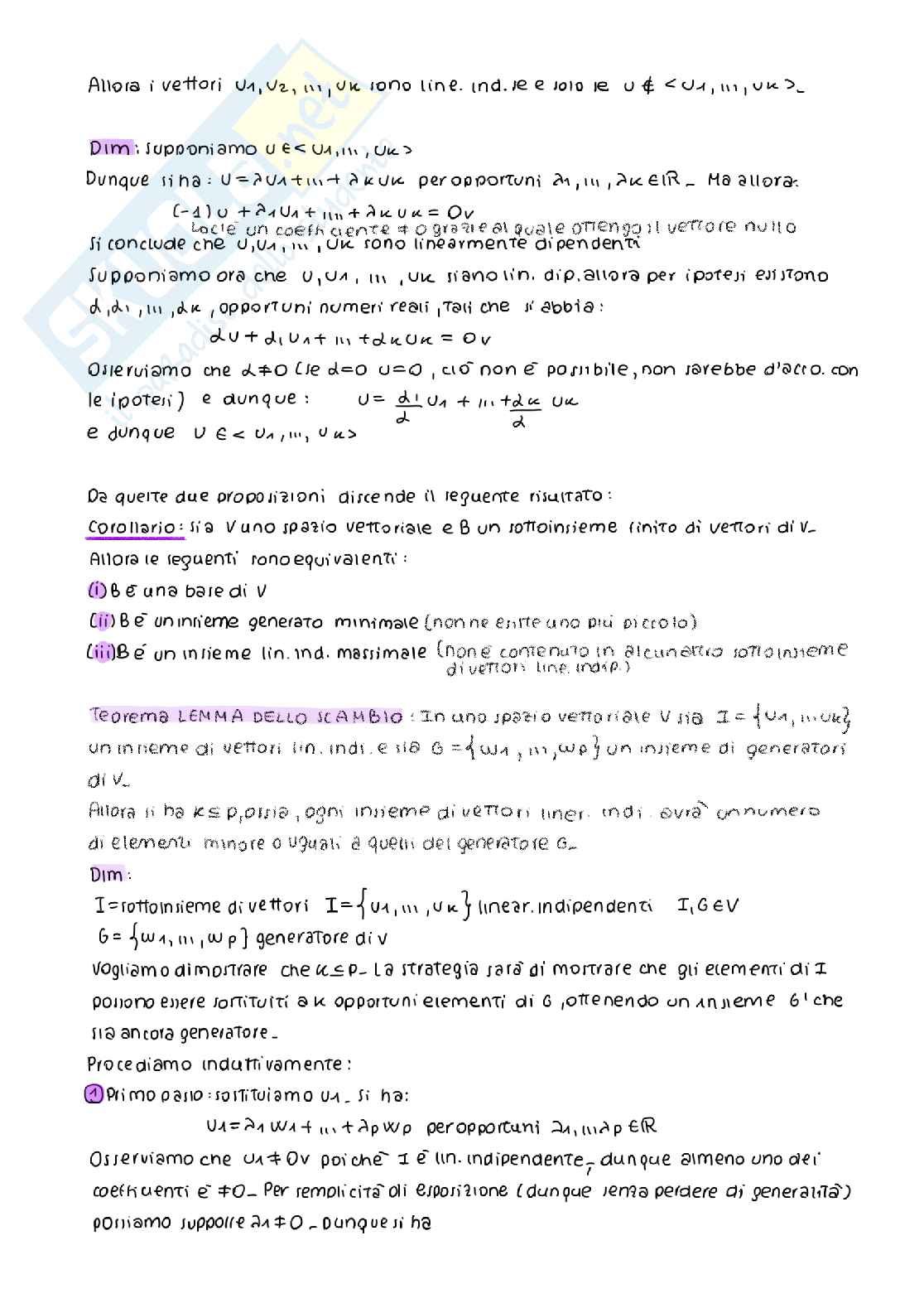 Algebra lineare e geometria Pag. 21