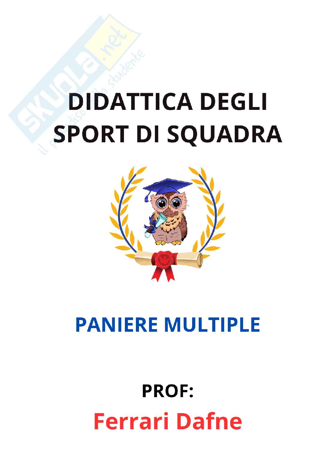 Paniere Completo di Didattica degli sport di squadra (2026) - Risposte multiple e aperte corrette Pag. 1