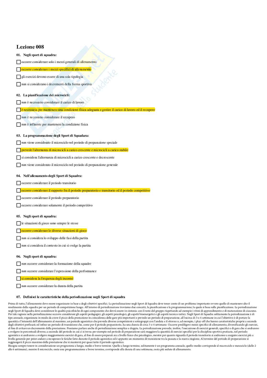 Paniere Completo di Didattica degli sport di squadra (2026) - Risposte multiple e aperte corrette Pag. 11