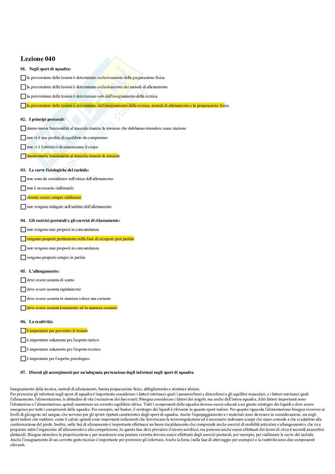 Paniere Completo di Didattica degli sport di squadra (2026) - Risposte multiple e aperte corrette Pag. 56