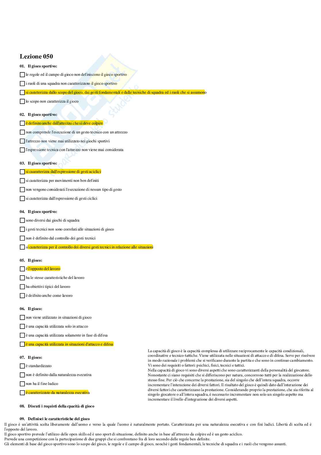 Paniere Completo di Didattica degli sport di squadra (2026) - Risposte multiple e aperte corrette Pag. 66