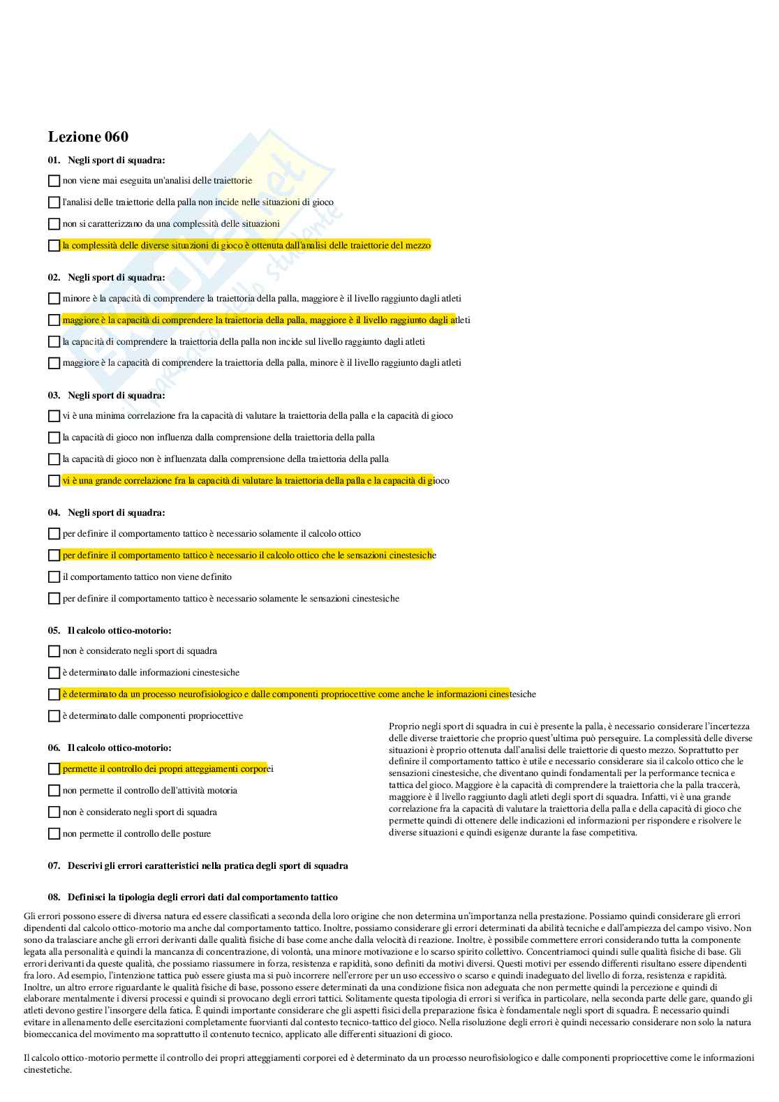 Paniere Completo di Didattica degli sport di squadra (2026) - Risposte multiple e aperte corrette Pag. 76