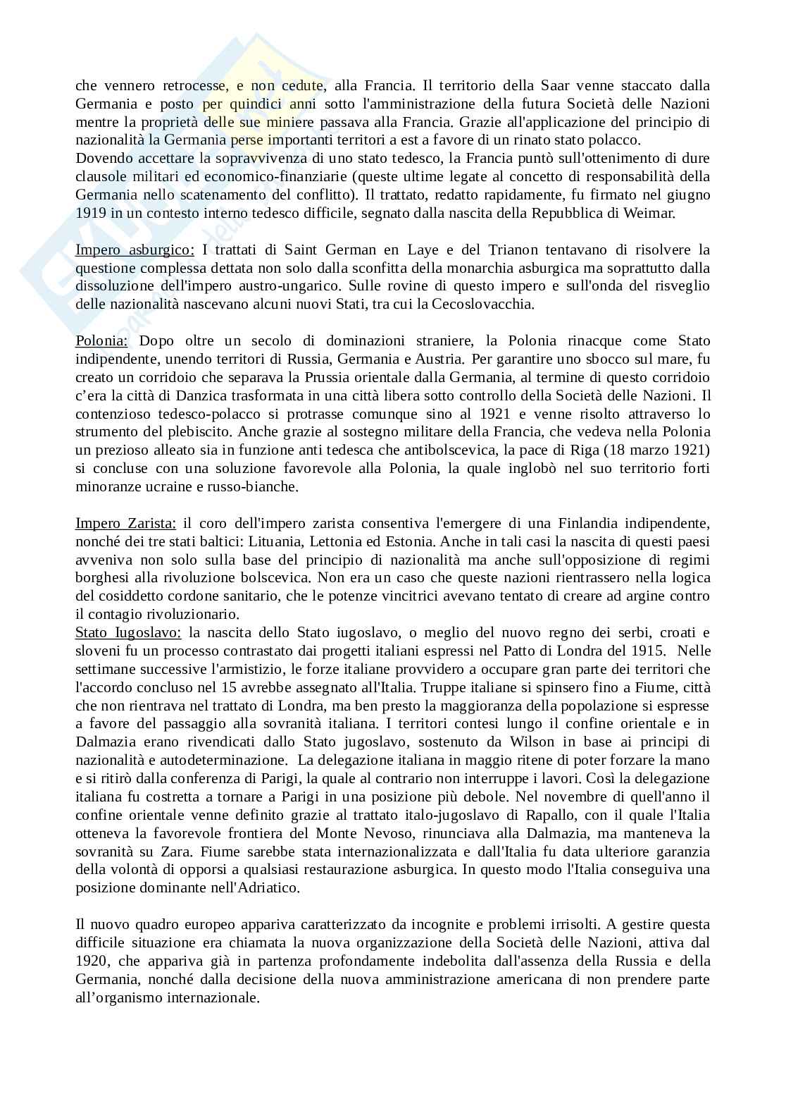 Riassunto esame Storia delle relazioni internazionali, Prof. De Luca Daniele, libro consigliato Storia delle relazioni internazionali, Varsori Pag. 2