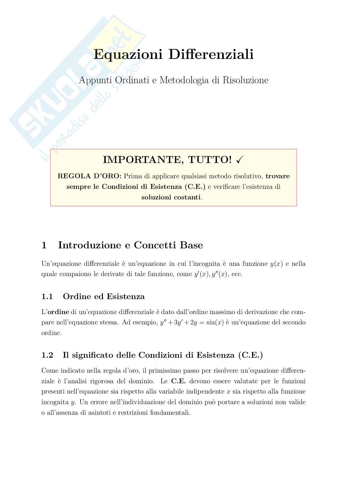 Equazioni differenziali Pag. 1