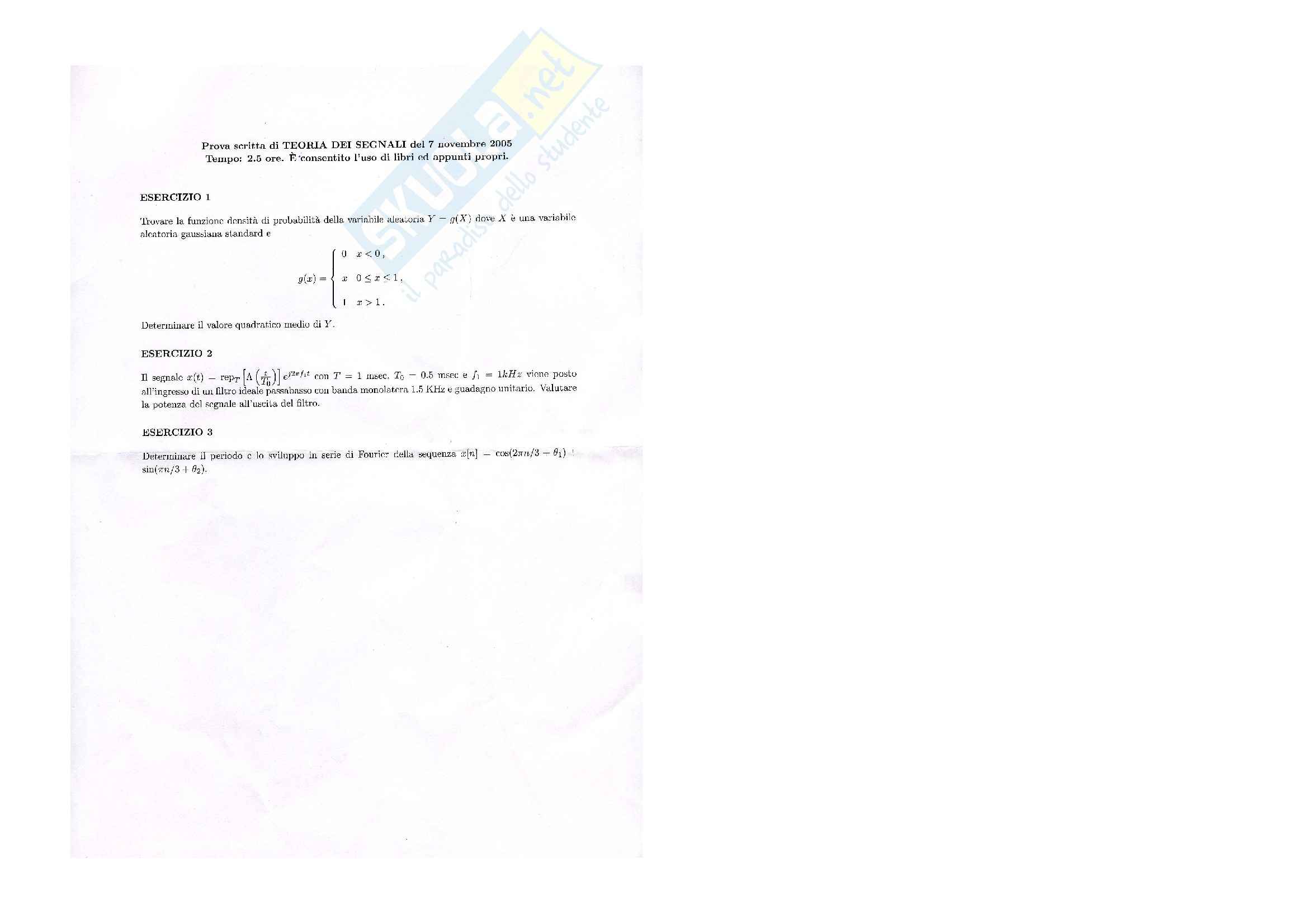 Teoria dei segnali - Esercitazione Pag. 1