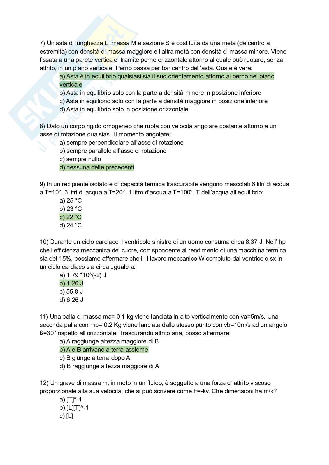 Quiz svolto del corso di Fisica 1 Pag. 2