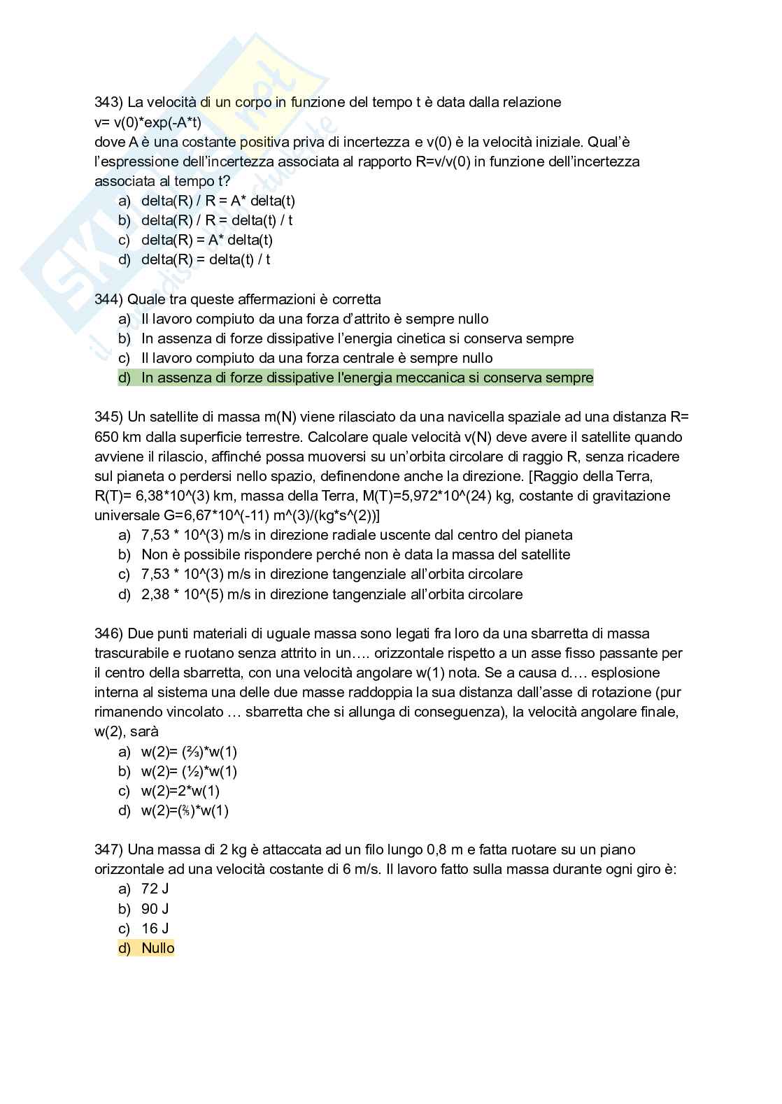 Quiz svolto del corso di Fisica 1 Pag. 66