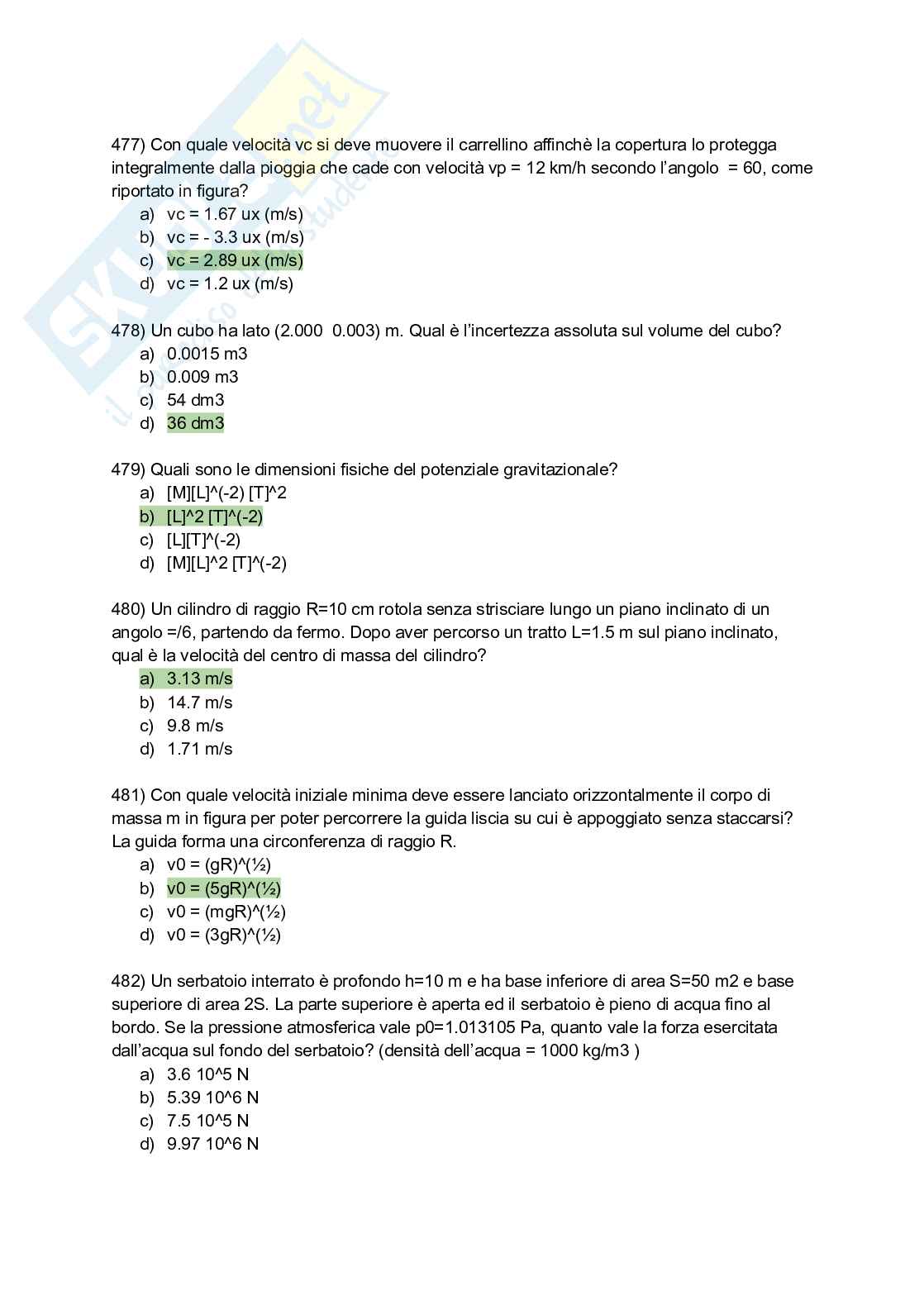 Quiz svolto del corso di Fisica 1 Pag. 91