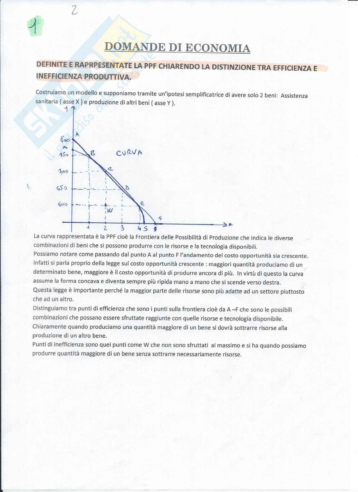 Esercitazioni svolte Economia politica Pag. 1