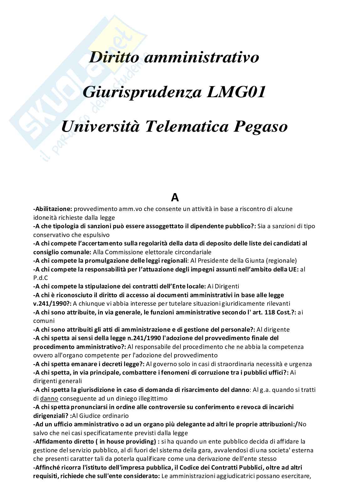 Diritto amministrativo  Pag. 1