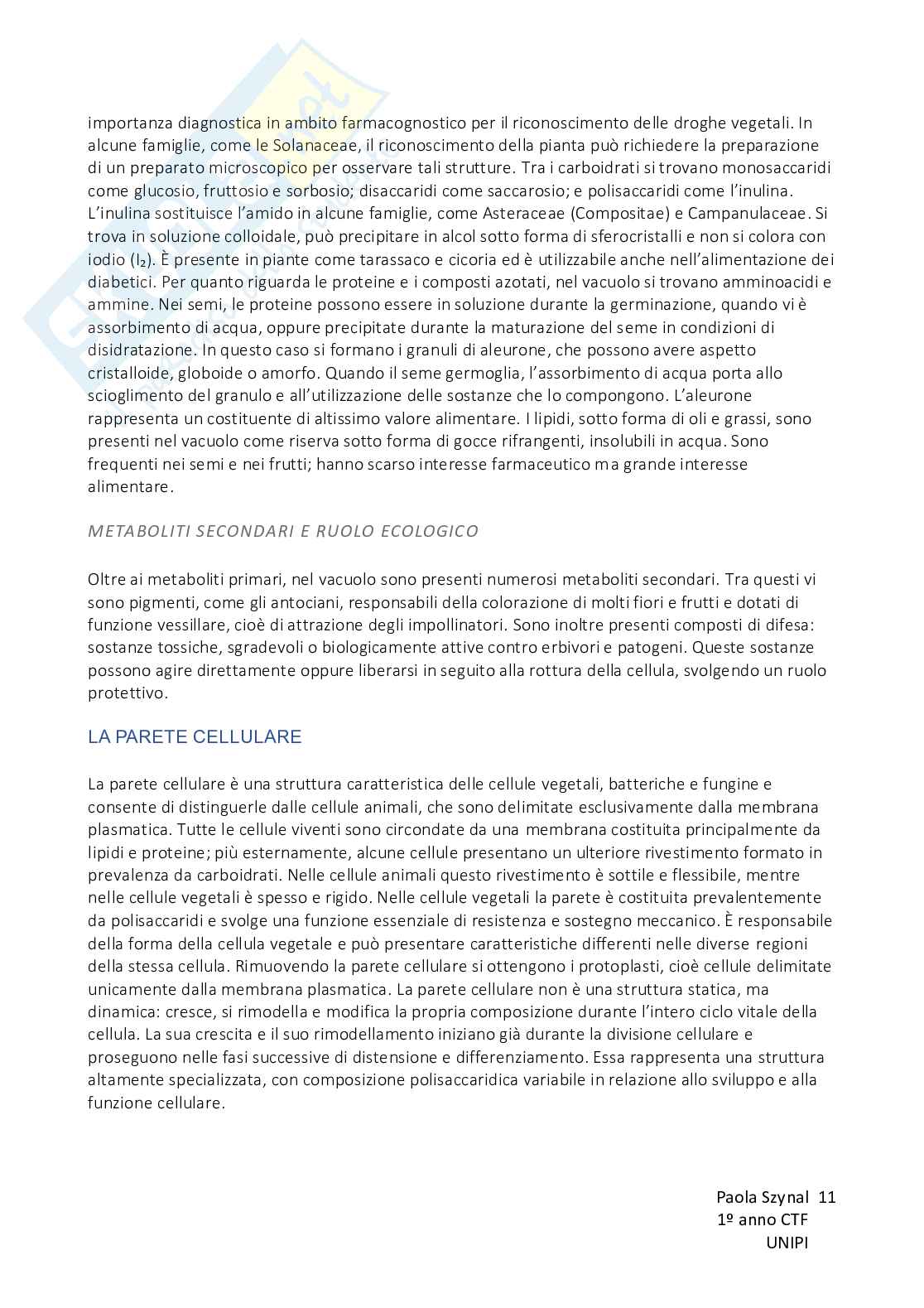 Biologia vegetale con elementi di botanica farmaceutica Pag. 11