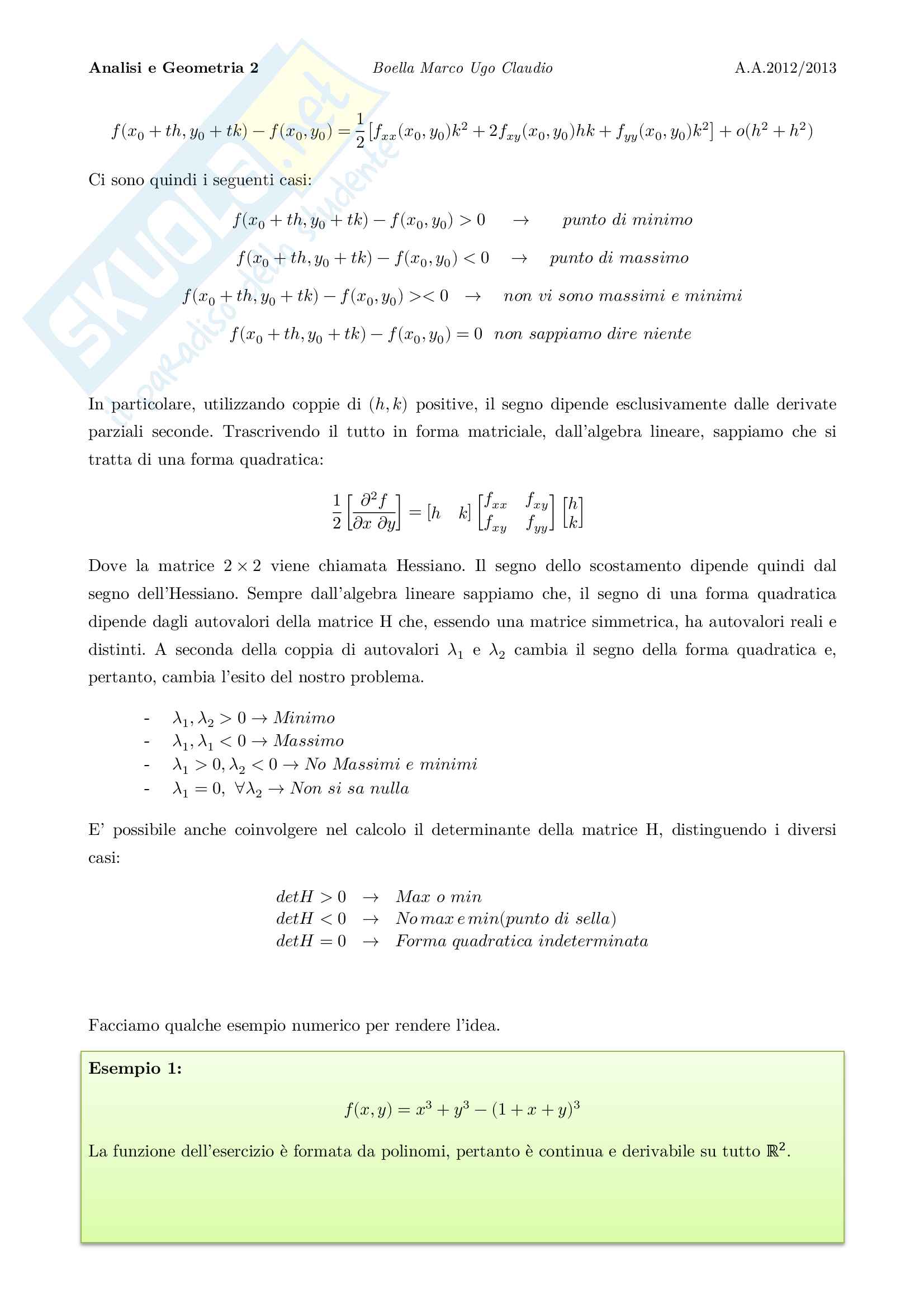 Lezioni Generali Appunti Di Analisi E Geometria 2