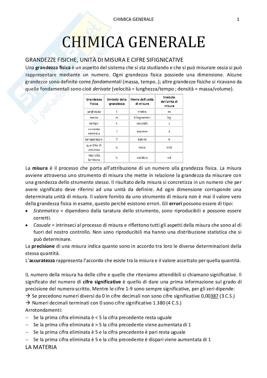 Appunti Chimica generale  Pag. 1